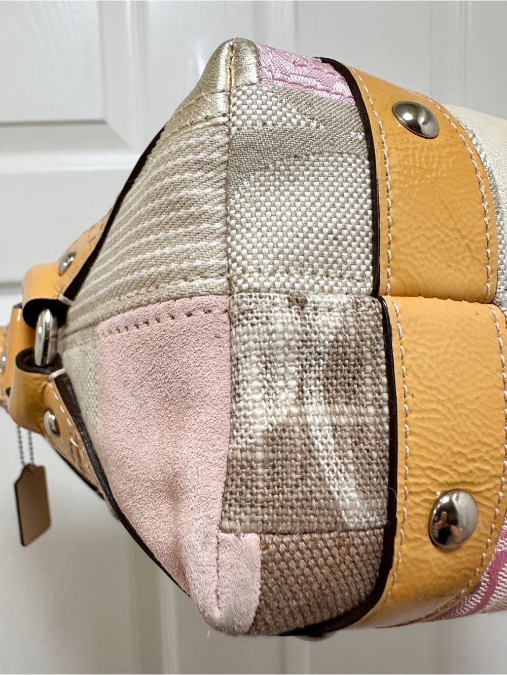 Coach Carly Medium Hobo Bag Signature Patchwork Pink Multi